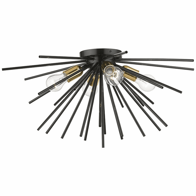Livex 46170-68 Tribeca Modern Shiny Black with Polished Brass Ceiling Light