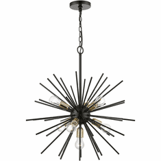 Livex 46175-68 Tribeca Modern Shiny Black with Polished Brass Hanging Chandelier