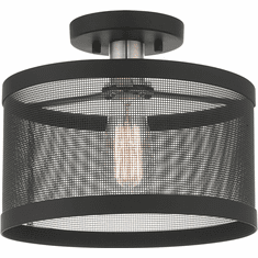 Livex 46216-04 Industro Contemporary Black with Brushed Nickel Accents Flush Ceiling Light Fixture