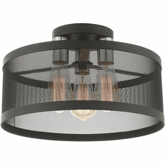 Livex 46218-04 Industro Modern Black with Brushed Nickel Accents Overhead Lighting Fixture