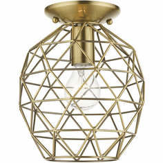 Livex 46598-01 Geometrix Contemporary Antique Brass 8" Flush Mount Lighting Fixture