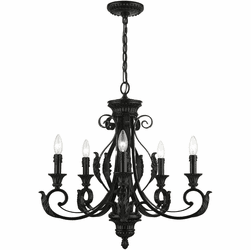 Livex 49065-68 Valencia Traditional Shiny Black Chandelier Light
