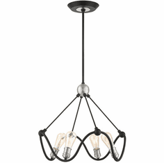 Livex 49733-14 Archer Contemporary Textured Black with Brushed Nickel Mini Chandelier Light