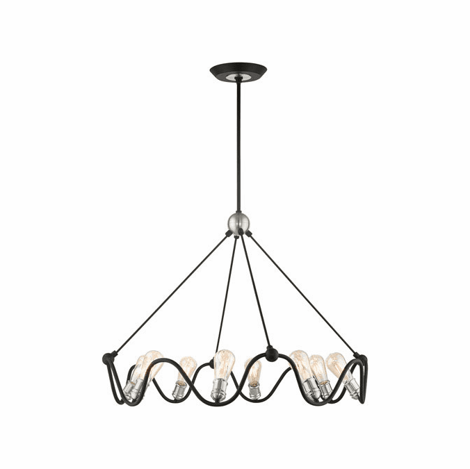 Livex 49736-14 Archer Contemporary Textured Black with Brushed Nickel Chandelier Lighting