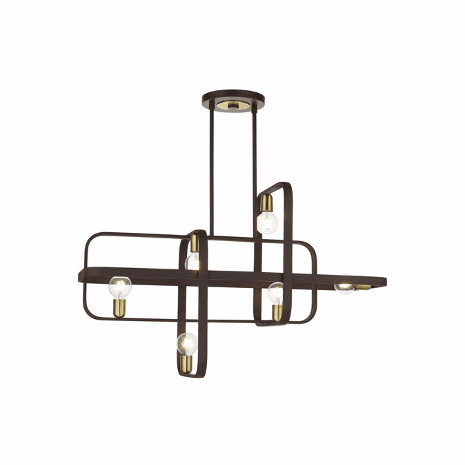 Livex 4974807 Bergamo Modern Bronze with Antique Brass Island Lighting