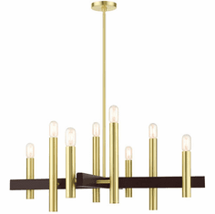 Livex 49998-12 Helsinki Contemporary Satin Brass 38" Hanging Chandelier