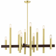 Livex 49999-12 Helsinki Modern Satin Brass 44" Chandelier Lighting