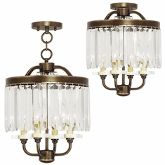 Livex 50543-64 Ashton Hand Painted Palacial Bronze Mini Chandelier Light / Flush Mount Ceiling Light Fixture