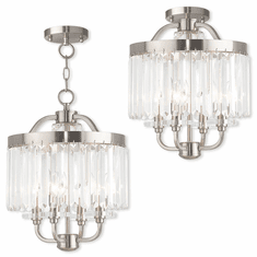 Livex 50543-91 Ashton Brushed Nickel Mini Ceiling Chandelier / Home Ceiling Lighting