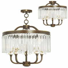 Livex 50545-64 Ashton Hand Painted Palacial Bronze Mini Hanging Chandelier / Overhead Light Fixture