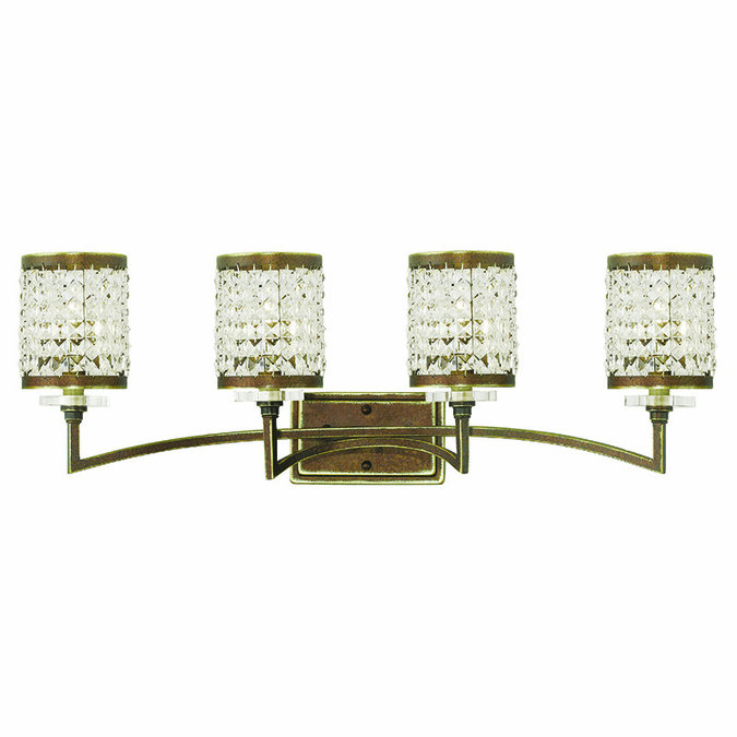 Livex 50564-64 Grammercy Hand Painted Palacial Bronze 4-Light Bathroom Wall Light Fixture