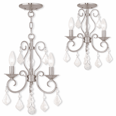 Livex 50763-91 Donatella Brushed Nickel Mini Hanging Chandelier / Flush Lighting