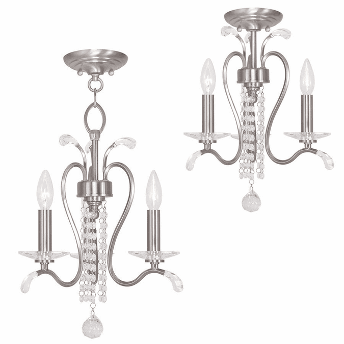 Livex 51003-91 Serafina Brushed Nickel Mini Lighting Chandelier / Flush Mount Light Fixture