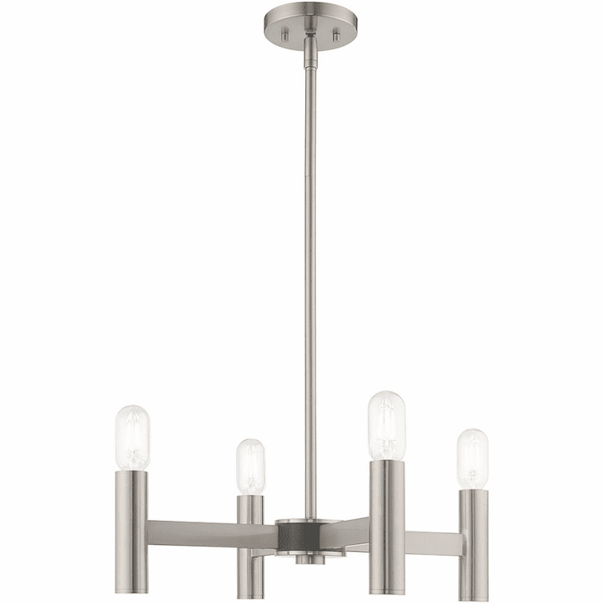 Livex 51134-91 Copenhagen Modern Brushed Nickel Mini Chandelier Lamp