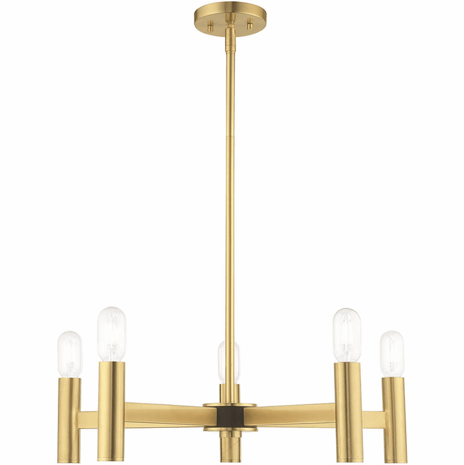 Livex 51135-12 Copenhagen Contemporary Satin Brass Hanging Chandelier