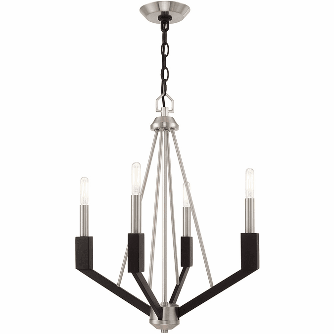 Livex 51164-91 Beckett Modern Brushed Nickel & Black Mini Hanging Chandelier