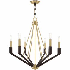 Livex 51166-12 Beckett Contemporary Satin Brass & Bronze Chandelier Light