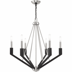 Livex 51166-91 Beckett Modern Brushed Nickel & Black Chandelier Lighting