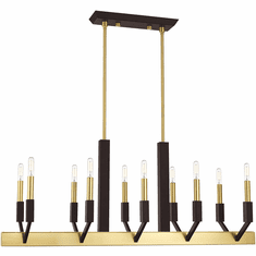 Livex 51168-12 Beckett Contemporary Satin Brass & Bronze Island Light Fixture