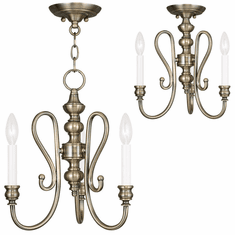 Lumignon original♥Valentinecheckbustier Livex 5163-01 Caldwell Antique Brass Mini Chandelier Lamp