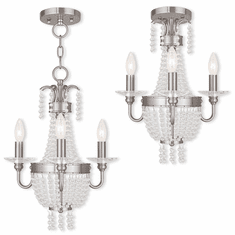 Livex 51843-91 Valentina Brushed Nickel Mini Chandelier Light / Overhead Light Fixture