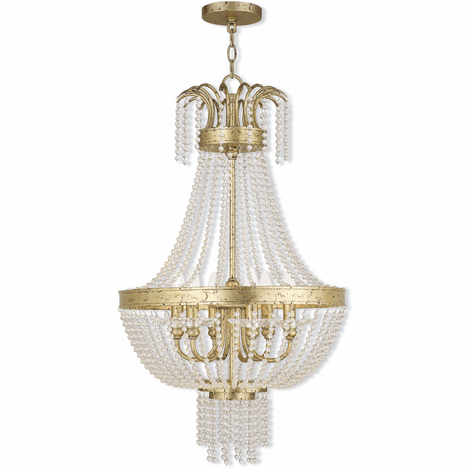 Livex 51856-28 Valentina Hand Applied Winter Gold 18.25" Foyer Light Fixture