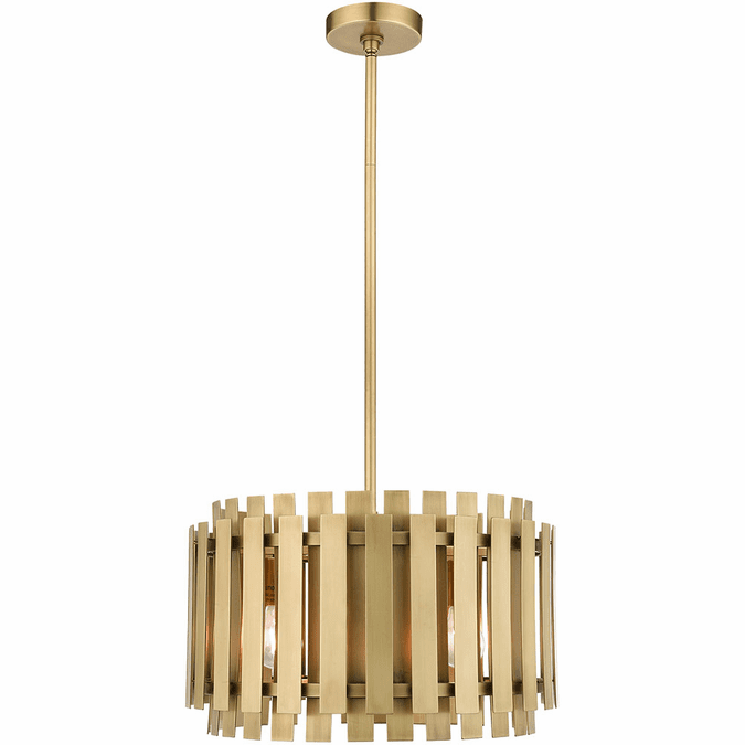 Livex 52048-08 Greenwich Contemporary Natural Brass 18" Drum Ceiling Pendant Light