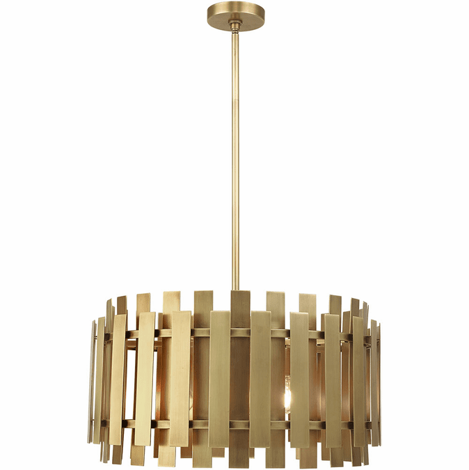 Livex 52049-08 Greenwich Modern Natural Brass 24" Drum Drop Ceiling Light Fixture