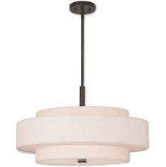 Livex 52138-92 Meridian English Bronze 24" Drum Pendant Light