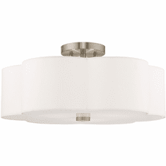 Livex 52154-91 Chelsea Brushed Nickel Flush Ceiling Light Fixture