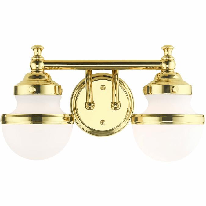 Livex 5712-02 Oldwick Polished Brass 2-Light Bath Wall Sconce
