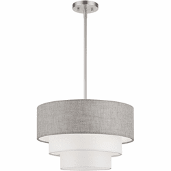 Livex 60015-91 Brookmeade Modern Brushed Nickel Drum Drop Lighting Fixture