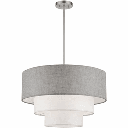 Livex 60016-91 Brookmeade Contemporary Brushed Nickel Drum Drop Ceiling Light Fixture