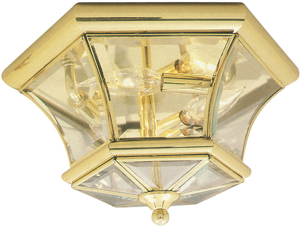 Livex 705302 Monterey Polished Brass Flush Ceiling Light Fixture LVX