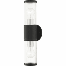 Livex 71922-14 Atlantic Modern Textured Black with Antique Silver 17" Exterior Light Sconce