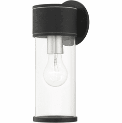 Livex 71923-14 Atlantic Modern Textured Black with Antique Silver 11.75" Exterior Lighting Wall Sconce