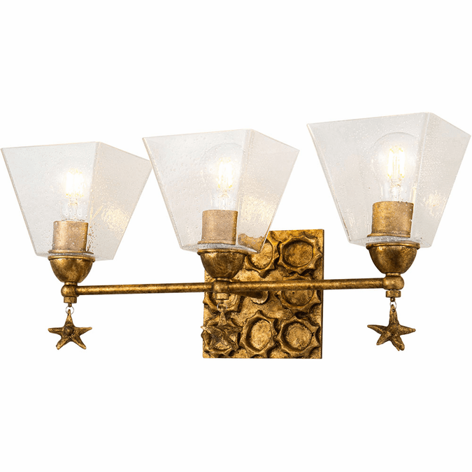 Lucas McKearn BB1002G-3 Star Contemporary Gold Leaf 3-Light Bath Lighting Fixture