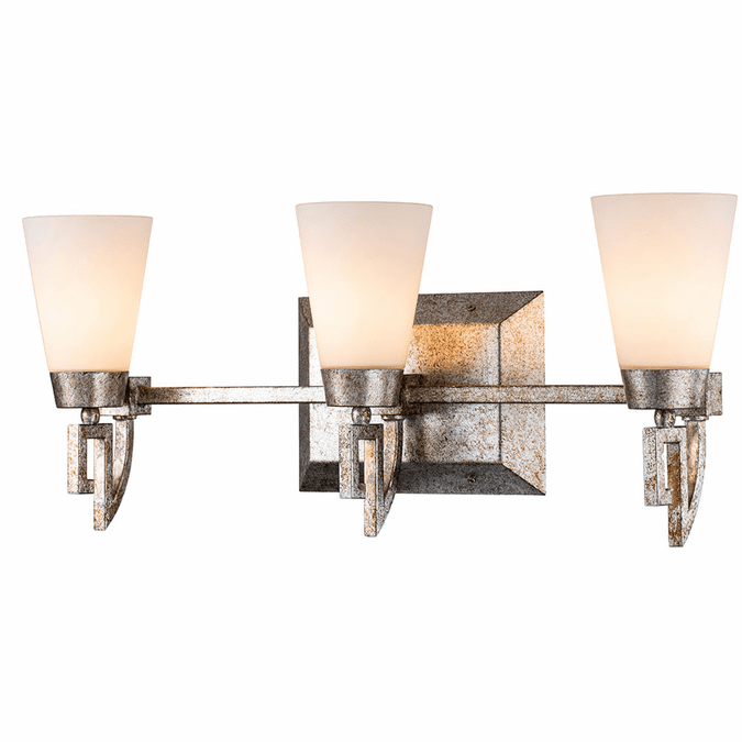 Lucas McKearn BB1006S-3 Lemuria Contemporary Silver Leaf 3-Light Bathroom Vanity Light