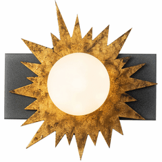 Lucas McKearn BB90417-1 Soleil Contemporary Weathered Zinc / Gold LED Wall Lighting Sconce