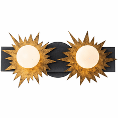 Lucas McKearn BB90417-2 Soleil Modern Weathered Zinc / Gold LED 2-Light Vanity Lighting Fixture