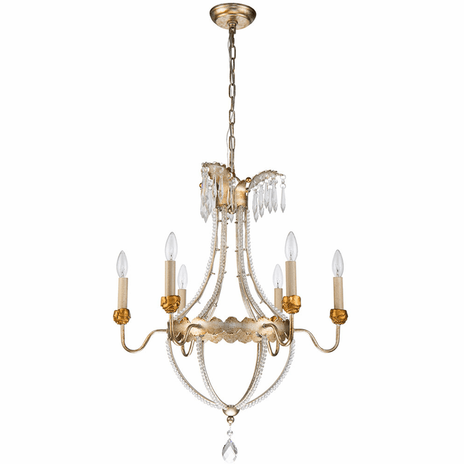 Lucas McKearn CH1035-6 Lemuria Traditional Distressed Silver and Gold Lighting Chandelier