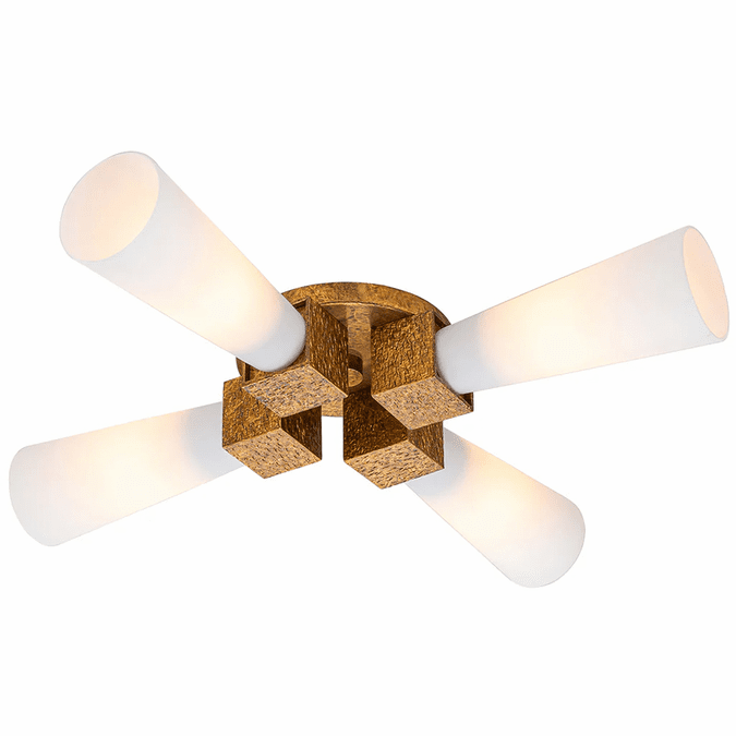 Lucas McKearn FM30208G-4 Kristy Contemporary Distressed Gold LED Ceiling Light Fixture