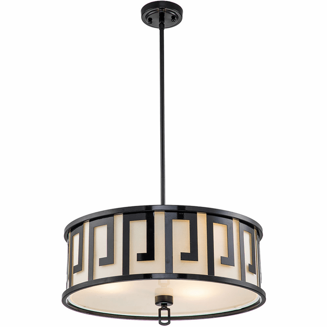 Lucas McKearn GN/LEMURIA/P/L-BLK Lemuria Traditional Black 22" Drum Ceiling Pendant Light