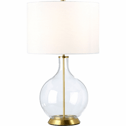 Lucas McKearn ORB-CLEAR-AB-WHT Orb Contemporary Aged Brass Side Table Lamp