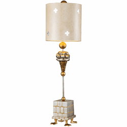 Lucas McKearn TA1258 Pompadour X Contemporary Gold / Silver Leaf Side Table Lamp