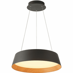 Lumpure 5655-850RP-BK/WD-CCT Toronto Contemporary Black And Wood LED 21" Lighting Pendant