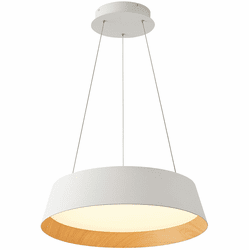 Lumpure 5655-850RP-WH/WD-CCT Toronto Contemporary White And Wood LED 21" Pendant Lighting