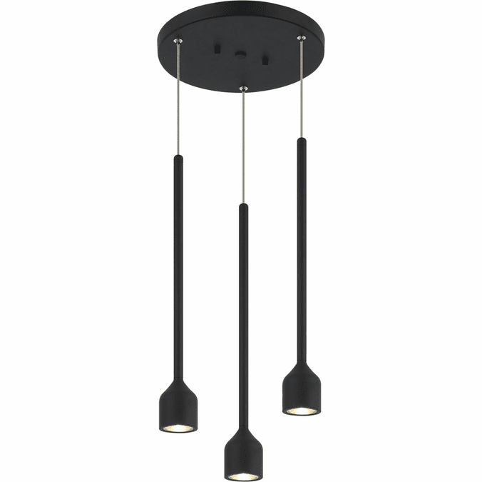 Mateo C35403MB Lumenagio Contemporary Matte Black LED Multi Pendant Lamp