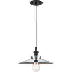 Matteo C46112BKCH Bulstrode's Workshop Contemporary Black / Chrome 11.75" Mini Ceiling Light Pendant
