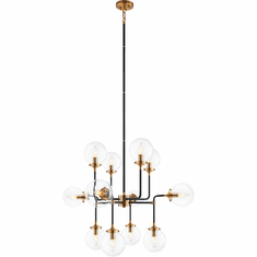 Matteo C58212AGCL Particles Contemporary Aged Gold Brass Hanging Chandelier